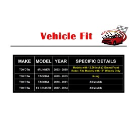 Autopartspconline 319mm Front Disc Rotors Ceramic Brake Pads for Toyota 4Runner Tacoma FJ Cruiser