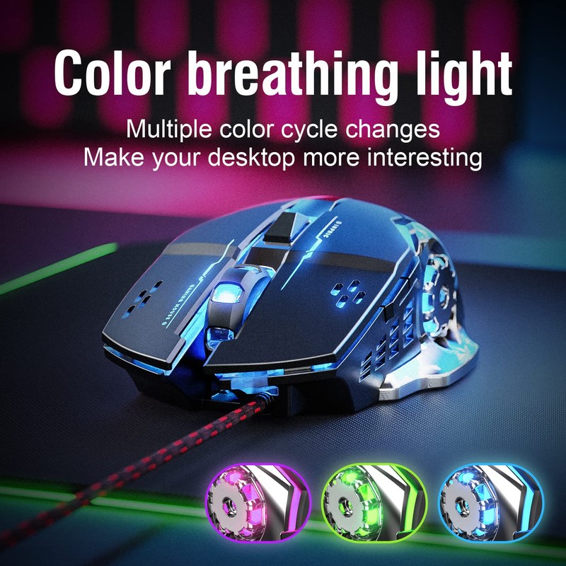 LiBO&HKBO Gaming Mouse Wired, USB Optical Computer Mice with RGB