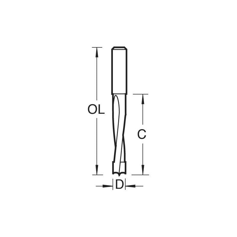Trend CraftPro Dowel Drill Router Cutter Bit, 1/4 Inch Shank,