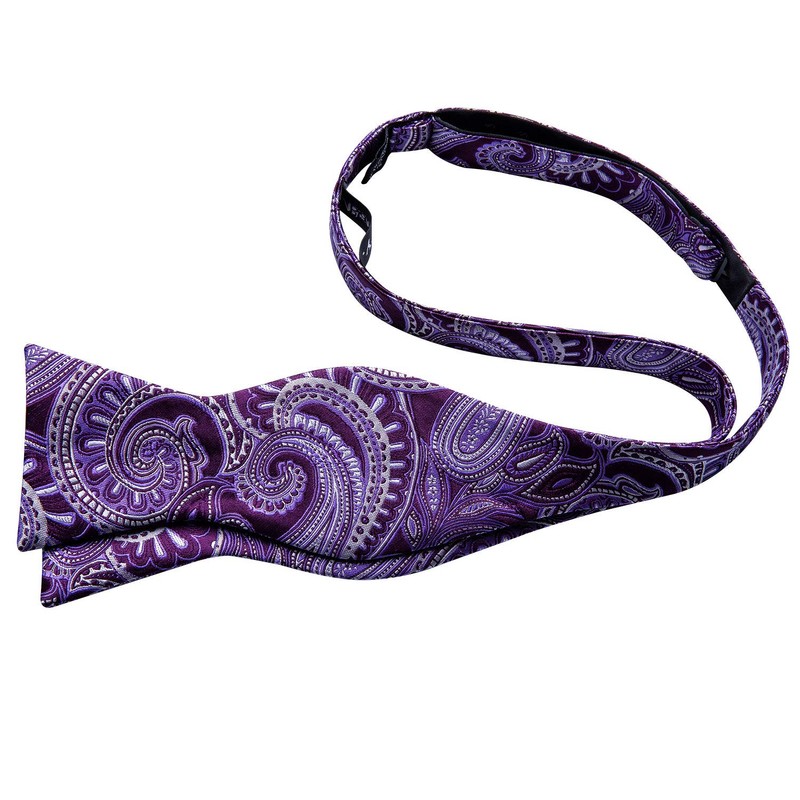 YOHOWA Mens Bow Tie Set with Lapel Pin Brooch Purple