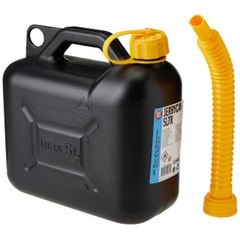 ED-CO Jerry Can Plastic Black Petrol Can Diesel Fuel Oil Canister With Pouring Spout, Plastic, Black (5L)