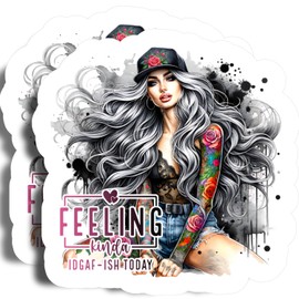 Feeling Kinda IDGAF-ISH Today Stickers - 5" On Longest Side - Tattoos Flowers - 2 Pack - High Adhesive Tack - Bumper Stickers for Cars, Truck, SUV - Made in USA - PLDFS2045