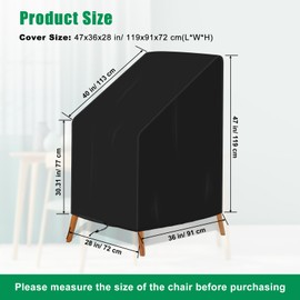 Anglekai Patio Chair Cover Waterproof, High Back Patio Chair Cover Outdoor Furniture Cover for Stackable Chair, Heavy Duty Lawn Chair Cover for Protecting Garden Chair Cover(28x36x47 in)