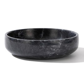 Tazón decorativo grande de 6.7 pulgadas, cuencos decorativos de mármol natural para decoración del hogar, centro de mesa (negro)