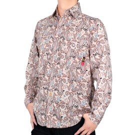 BOCOMAL FR Shirts Printed Paisley Lightweight Pearl Snaps Down Flame Resistant NFPA2112 CAT2 Work Shirt