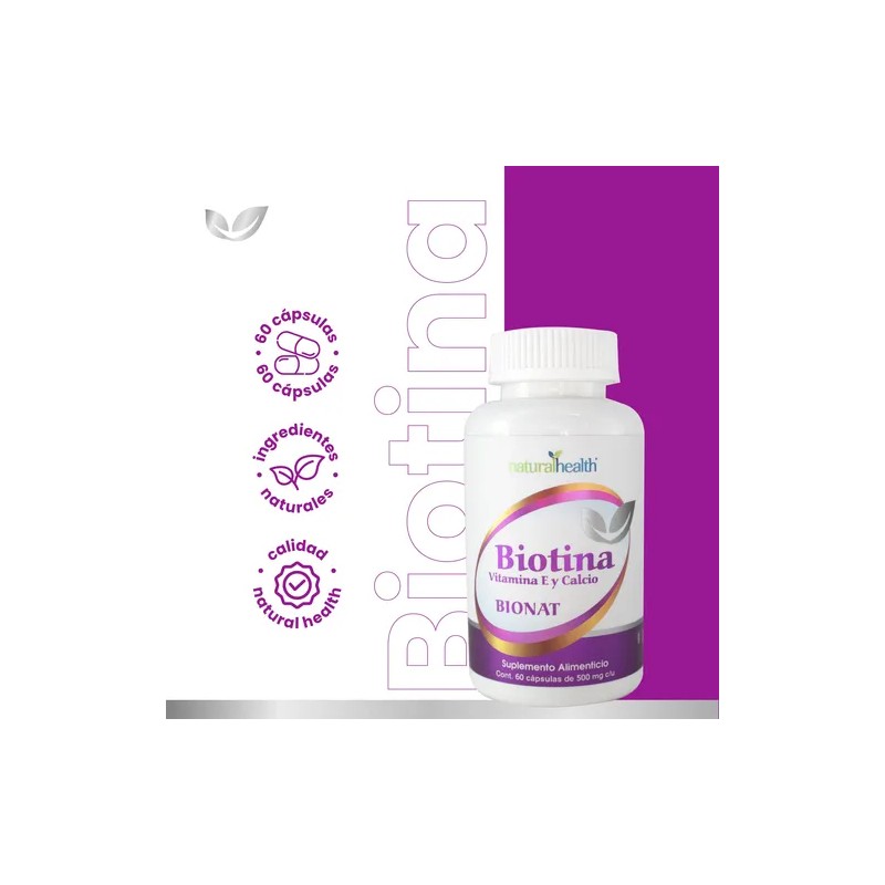 Biotina Vitamina E Y Calcio 60 Caps Bionat Natural Health