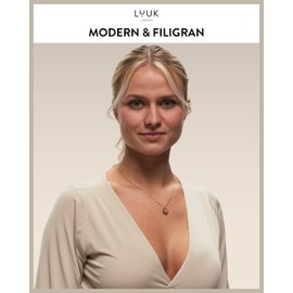 LUUK LIFESTYLE Filigrane Halskette mit Berggipfel Plättchen Anhänger und Happiness Spruchkarte, wasserfester Edelstahl, moderner Damenschmuck, Geschenk für die Freundin, Gold