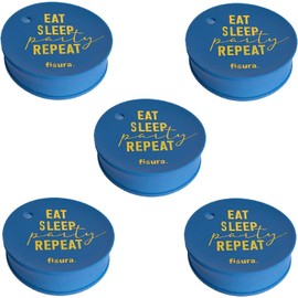 Fisura – Original drink cover. Reusable drink spiking prevention silicone. Washable drink protection cup Straw hole. ("Eat, sleep", Blue, 5 pcs)
