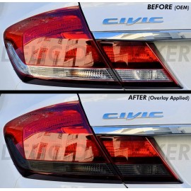 Deliciousticker For Civic 2013-2015 Sedan Tail Light Smoke Rear Reverse Overlays PreCut Tint ppf