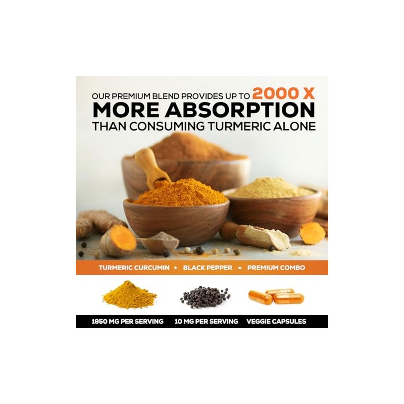 Nature's Nutrition | Cúrcuma con BioPerine 1950mg | Soporte Articular