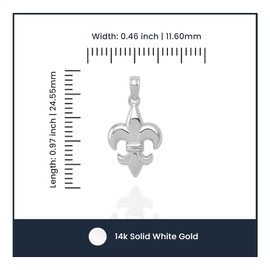 IceCarats 14K Solid White Gold French Fleur De Lis Lily Flower Necklace Religious Chain Pendant Saint Charm 20mm x 11.6mm Only