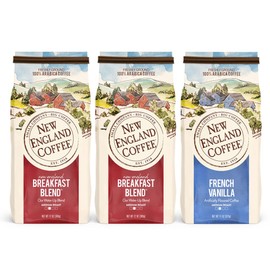 New England Coffee Variety Pack - Breakfast Blend & French Vanilla, 11oz Bag (Pack of 3)