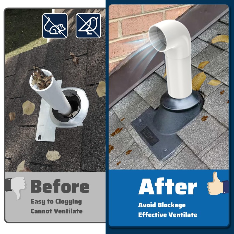 Pearwow PVC Vent Termination Cap, 1 Pcs Roof Vent Cap