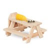 Relaxdays Squirrel Table, Wood, Squirrel Feeder with Corn Cob Holder,