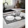 Foldable Diatomite Dish Drying Mat for Kitchen Counter, Gray Marble