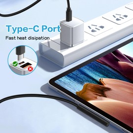 YACSEJAO 15V/3A Surface Pro USB-C Charging Cable 60W Surface Connect to USB C Charging Cable for Surface Pro 7/6/5/4/3 Go3/2/1 and More(2M/6.6FT)