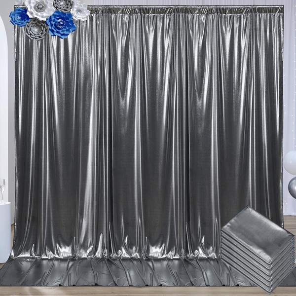 30x10 ft Wrinkle Free Black Silver Sequin Backdrop Curtain for