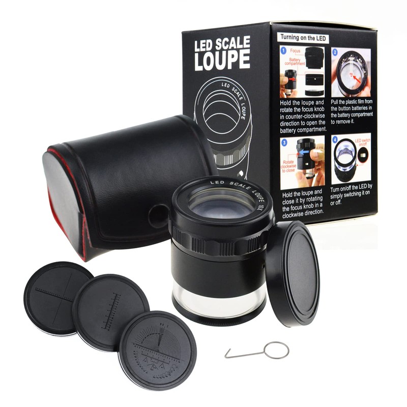 Jewelers Loupe 10X Magnification Magnifier with 8 LED Lights and