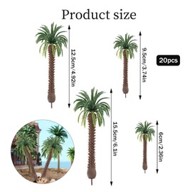 DecorDwell Pack of 20 Model Building Trees, Model Coconut Palm Trees, Palm Tree Model, Miniature Palm Tree Plastic, Models Architectural Trees, Mixed Model Tree for DIY Landscape, Miniature