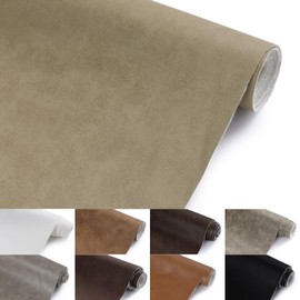 Faux Leather Vinyl Upholstery Fabric by The Yard, 1.3mm Thick Soft Anti-Scratch Durable Marine Vinyl Fabric Synthetic Leather for Sofa Bags Chairs Car Seats DIY Crafts, 3 Yards 55" x 108" (Oatmeal)