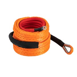 3/8" x 60ft Synthetic Winch Rope Kit, 19854 LBS Winch Rope Cable Kit w/Protective Sleeve, Winch Hook and Pull Strap, Car Tow Recovery Cable for 4WD Off-Road Vehicle Truck ATV UTV SUV (Orange)