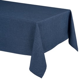 Elegant Natural Linen Look Tablecloth, Lina Tablecloth and Table Runner, Choice of Size and Colour (Round 160 cm, Ocean Blue)