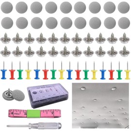 Alrens 65 Piece Roof Liner Repair Kit Car Repair Rivets Car Roof Liner Repair Universal Car Roof Rivets with 65 Pins 1 Screwdriver 1 Tape Measure 1 Plastic Box for All Cars Grey