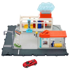 Matchbox Cars Playsets, Matchbox Super Clean Carwash, Realistic Lights and Sounds, Kid- and Car-Activated Features and Connects to Other Sets, 1 Matchbox Car, HNJ54
