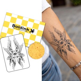 Boldink Temporary Tattoos, semi permanent tattoos, 15-day long lasting tattoo sticker, waterproof and anti-reflective, unique design(Wings and eyes)