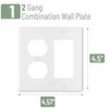 Bates- 2-Gang Combination Wall Plate, 4.5" x 4.57"/Standard Size, White,