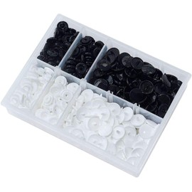 KAM Snaps Starter Set T5 100 Set Press Studs Black White Beautiful Plastic Box Package