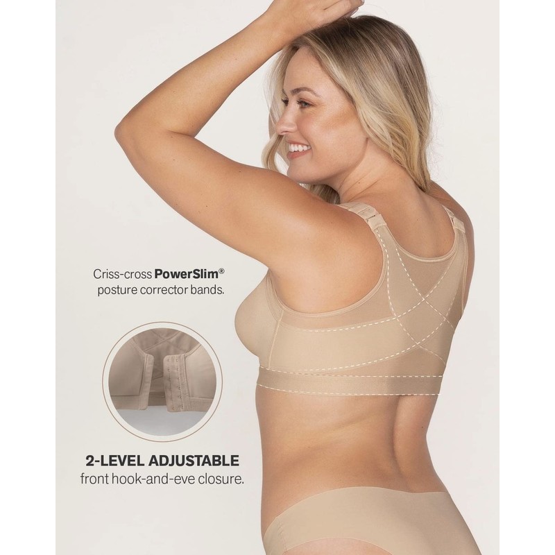 Leonisa Women's Posture Corrector Wireless Back Support Bra, Black, 40B