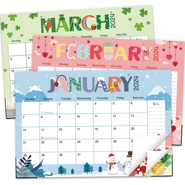Desk Calendar 2024-2025 - Colorful Desk Calendar from January 2024 to June 2025, 11.5 x 17 inches, 18 Monthly Calendar with Hanging Rope, Notes and Large Ruled Blocks for Home School Office