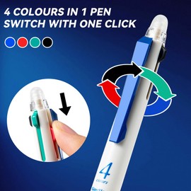 SimSign Erasable Gel Pens Multicolour 0.5mm for Writing, 4 Colour Pen (Blue, Black, Red, Green) All in One, Rub Out Pens, Pack of 4