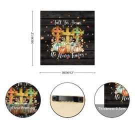 Fall For Jesus He Never Leaves Wood Signs Classic Pumpkin Cross Maple Leaves Wall Plaque Harvest Thanksgiving Wall Decor Hanging Plaque Sign For Home Room Office Garden Kitchen 12x12in