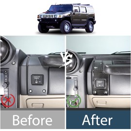 Lcojicep Car Carbon Fiber Sticker Compatible Compatible with Hummer H2 2003-2007 Real Carbon Fiber Sticker Decal Interior Trim Cover Accessorie (Co-Pilot Instrument Panel Side Switch Button Panel)
