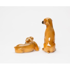 Fine Porcelain Boxer Dog Salt & Pepper Shakers Set, 3-3/4" H