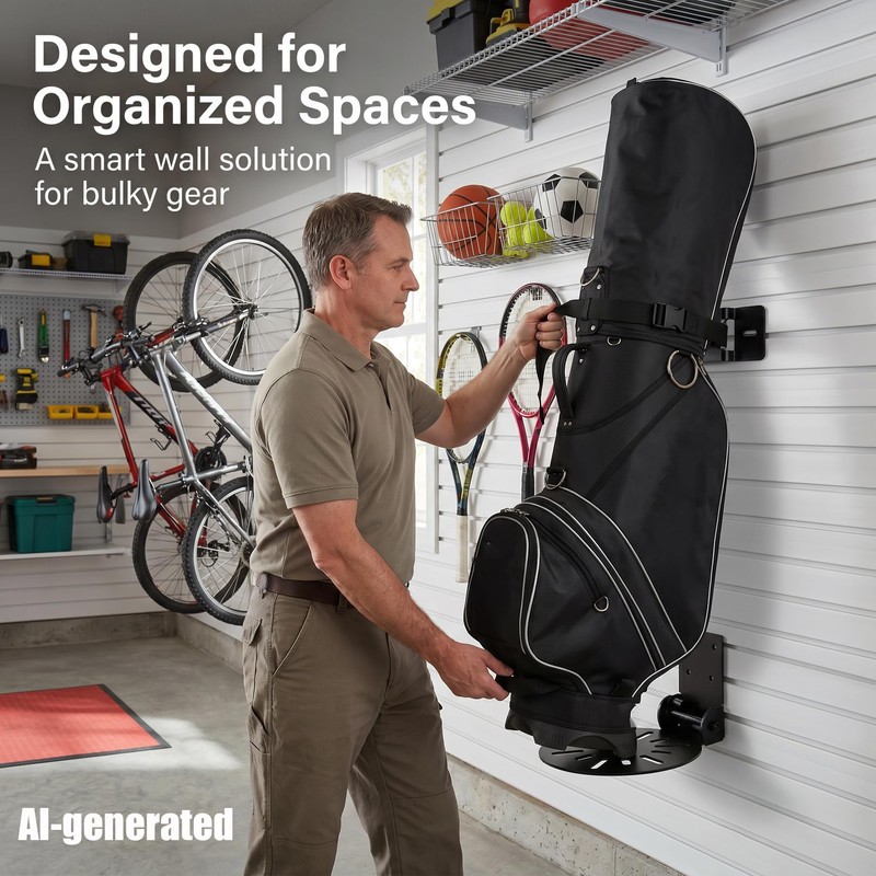 BiJun Golf Bag Storage Rack, Wall Mount Golf Bag Holder