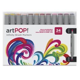 artPOP! Infinity Brush Markers (24 Pack) - Premium Dual Tip Alcohol Markers Set with Brush & Chisel Tips - Professional Art Markers for Artists, Designers & Hobbyists - Ergonomic Design