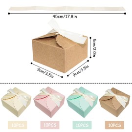 Gift Box Set Pastel Wavy with Ribbon 40 Pieces Small Gift Boxes with Lid 10 x 10 x 6 cm Paper Box for DIY Gift Wedding Party Jewellery