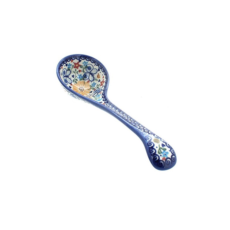 Blue Rose Polish Pottery Butterfly Soup Ladle