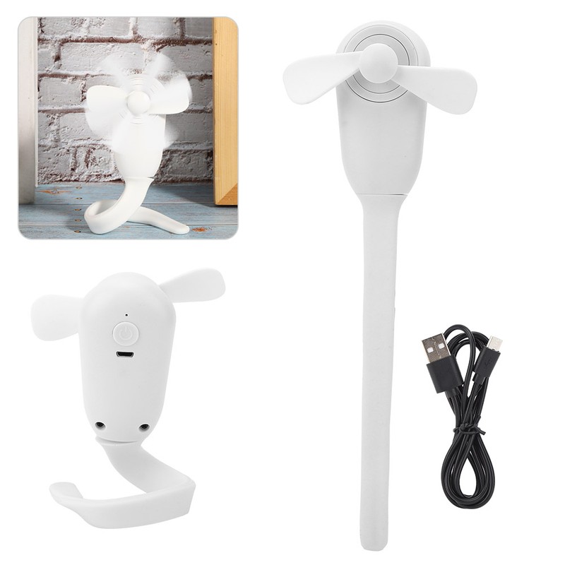 Electric Versatile Small Portable Fan USB Rechargeable Handheld MultiFunctional Cooler(White