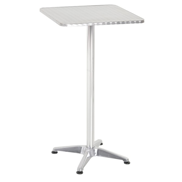 HOMCOM 24” Adjustable Square Stainless Steel Top Aluminum Standing Bistro Bar Table
