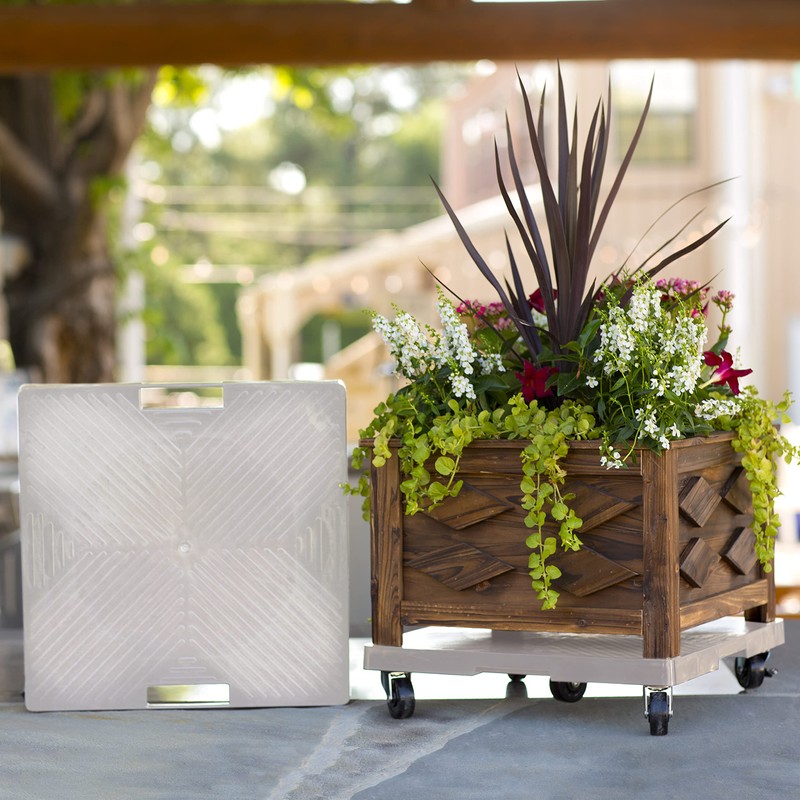 Devault DEVSQH16G 16" Gray Square Plant Dolly with Handle