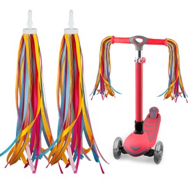 F Fityle Kids Bike Streamers Tassel Ribbons Dynamic Fluttering Colorful Ribbons Bike Handlebar Streamers for Unicycles, Red Blue Yellow