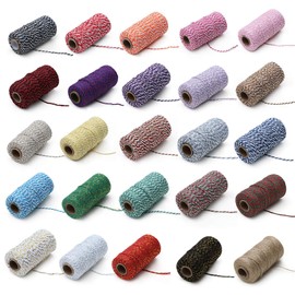 100 Yard/2mm Cotton Rope Colorful Craft Cord for Knitting Gifts Crafts (Pink and White)