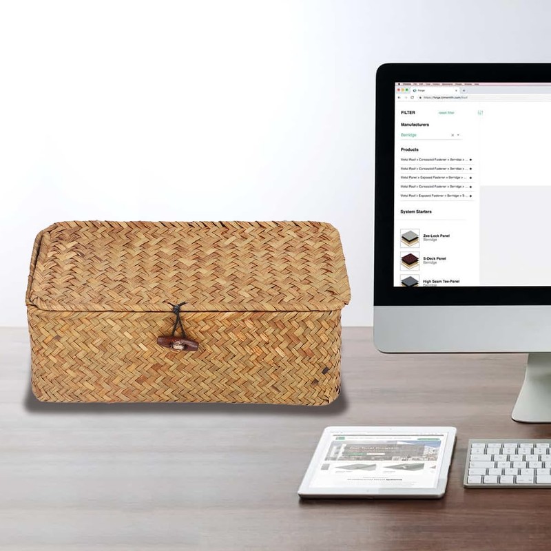 Leopacat Rectangular Seagrass Basket, Woven Storage Box, Wicker Baskets with