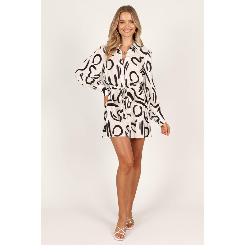 Petal & Pup Women's Cosmo Wrap Mini Dress, White/Black, Small