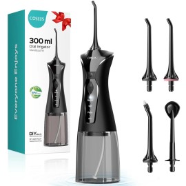 Coslus Water Dental Flosser Pick for Teeth: 4 Modes Cordless Portable 300ML Larger