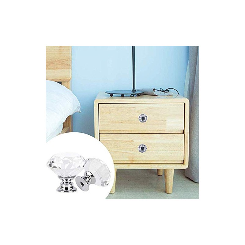 MACHSWON 2 PCS 30mm Crystal Glass Door Knobs Diamond Cut